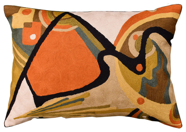 Lumbar Kandinsky Decorative Pillow Cover In The Flow Decorative Wool 14x20"