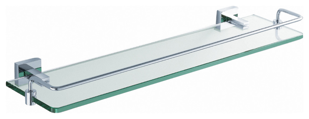 Aura Bathroom Shelf with Railing, Brushed Nickel - Modern ...