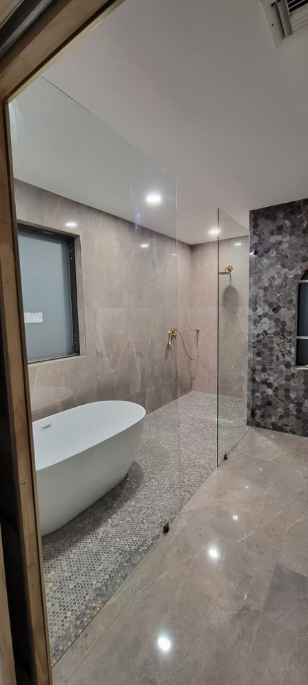 bathroom remodel, shower door and barn door install