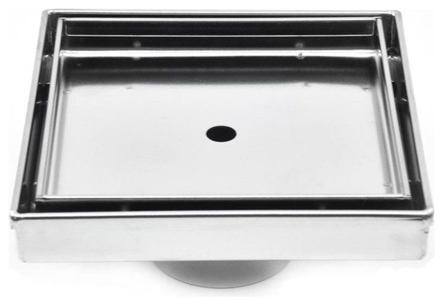BOANN 6" X 6" Square Tile Insert Shower Drain - 304 Stainless Steel, Invisible Style (Brushed) - View #13