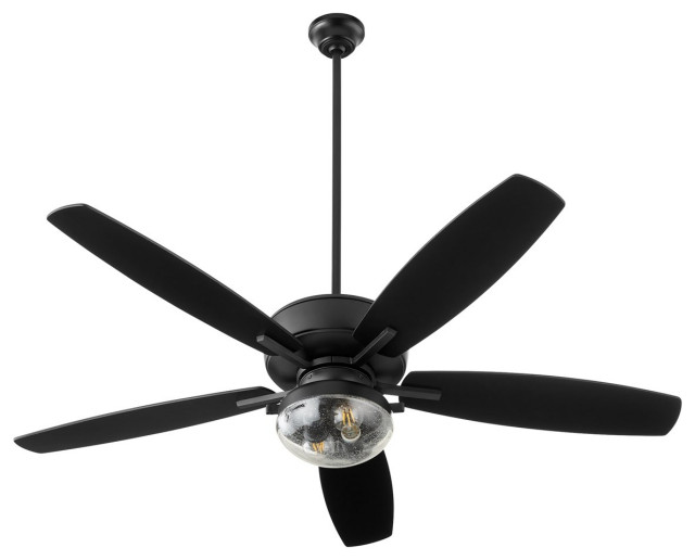 Quorum Breeze Patio 52" 2Light Ceiling Fan 17052559, Matte Black Transitional Ceiling Fans