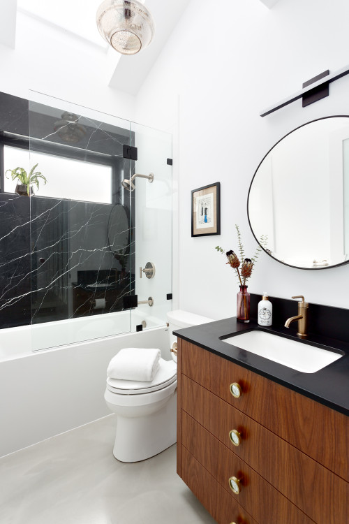 Depth and Dimension: Black Countertop and Geometric Forms