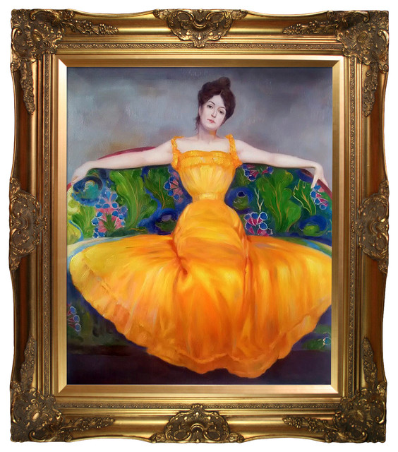 Kurzweil “Lady in Yellow Dress” Oil Painting - Traditional - Paintings