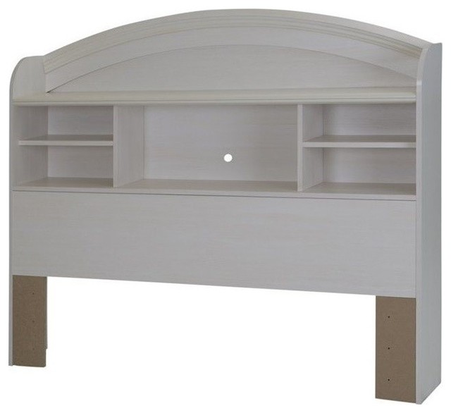 South Shore Country Poetry Full Bookcase Headboard in White Wash