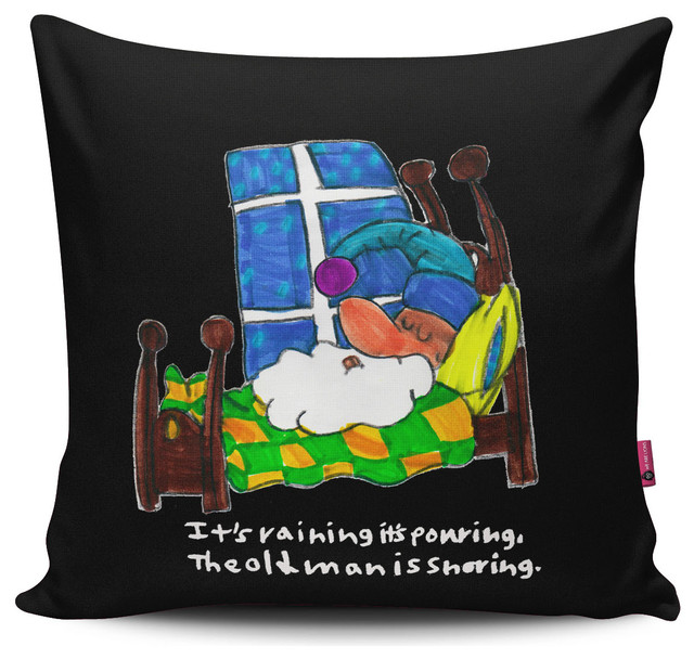 16"x16" Double Sided Pillow, "Old Man Snoring Pillow" by Rosie Attridge