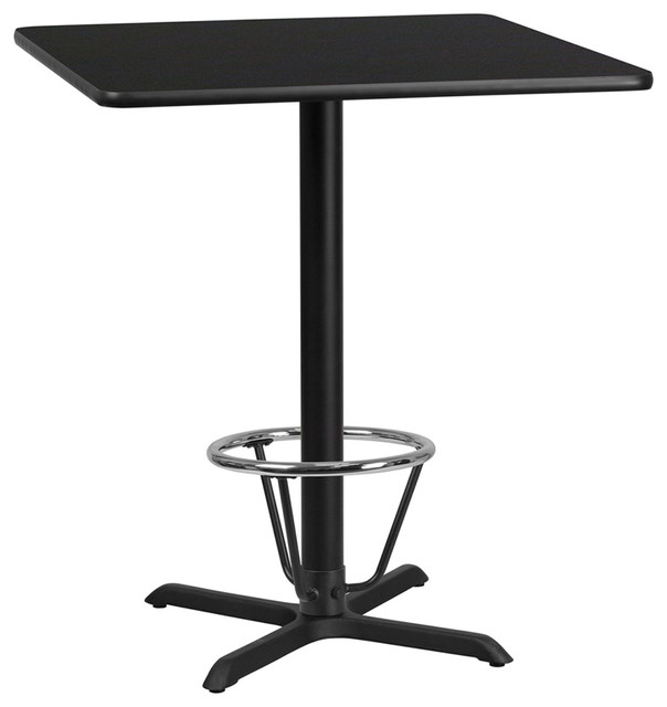 36'' Square Black Laminate Table Top With Bar Height Table Base