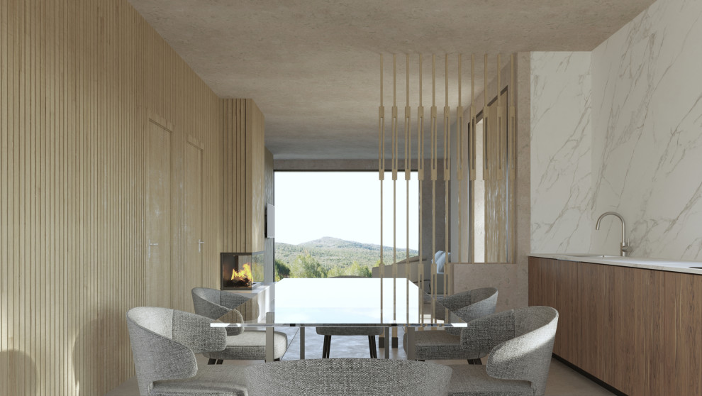 Imagen de comedor mediterráneo abierto