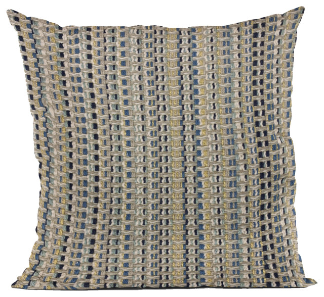 Plutus Blue Weave Stripe Luxury Throw Pillow, 24"x24"