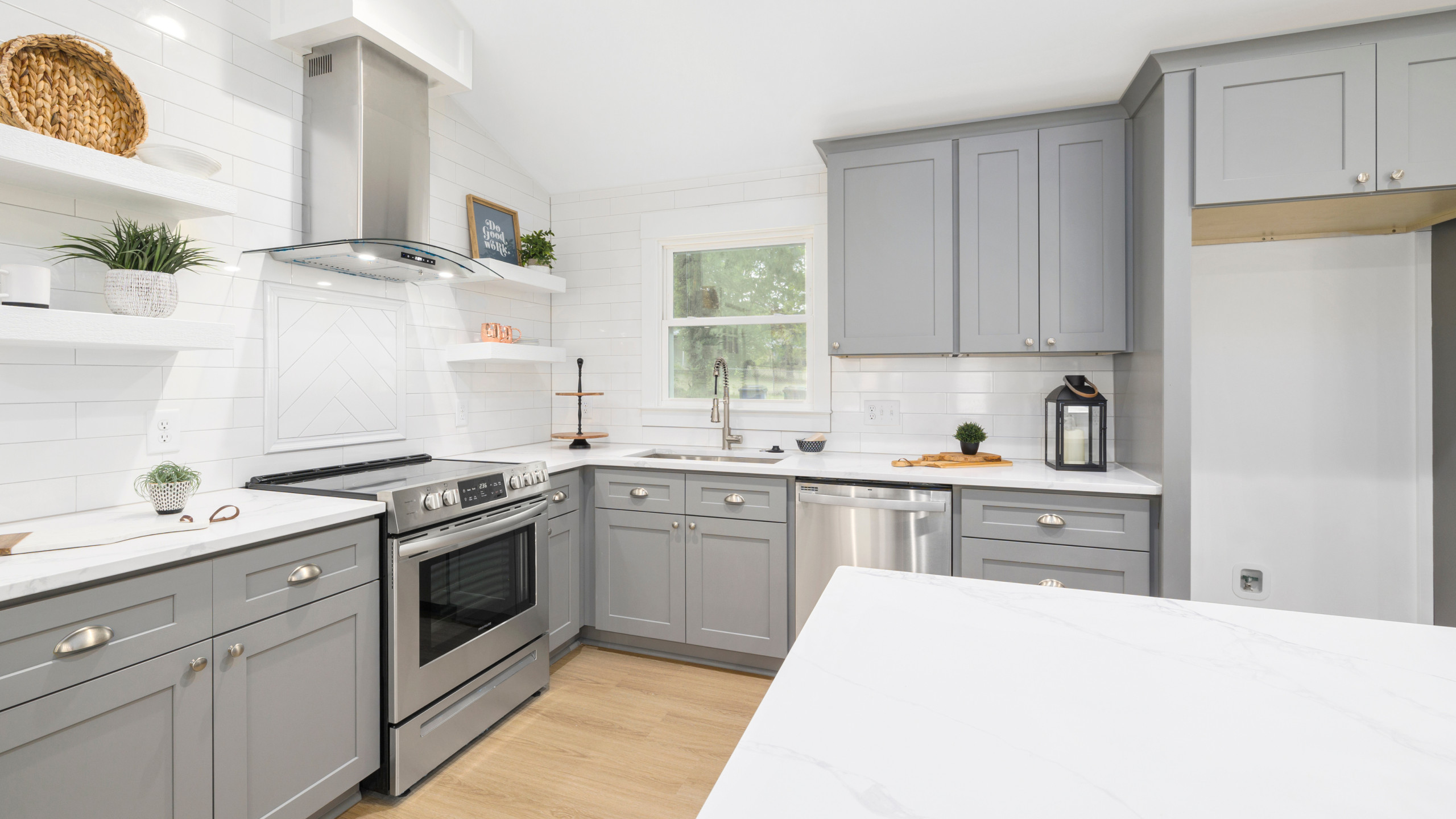 Bright Contemporary Kitchen with Natural Accents in Hertford