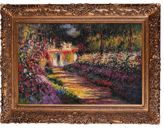 La Pastiche Pathway in Monet's Garden with Burgeon Gold Frame, 33.5" x 45.5"