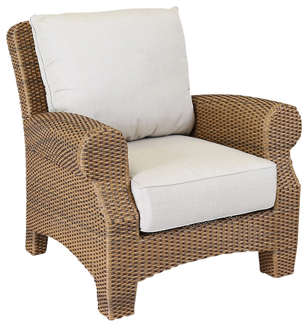 Houzz Sunset West Outdoor Furniture Santa Cruz Club Chair Santa Cruz Club Chair With Cushions Canvas Flax Self Welt Traditional Outdoor
