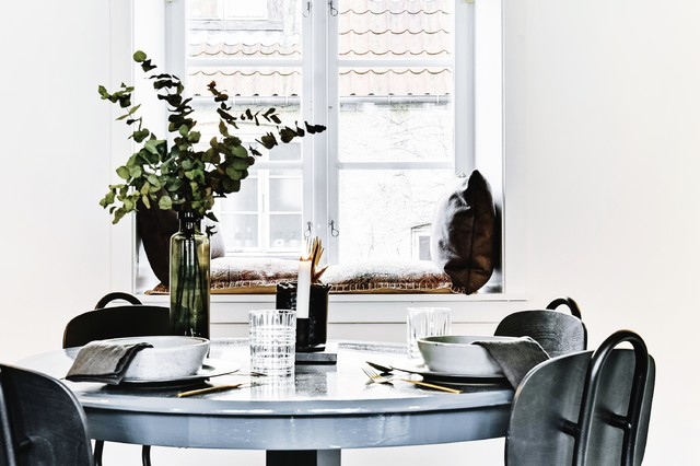 Boh&eacute;me lejlighed scandinavian-dining-room