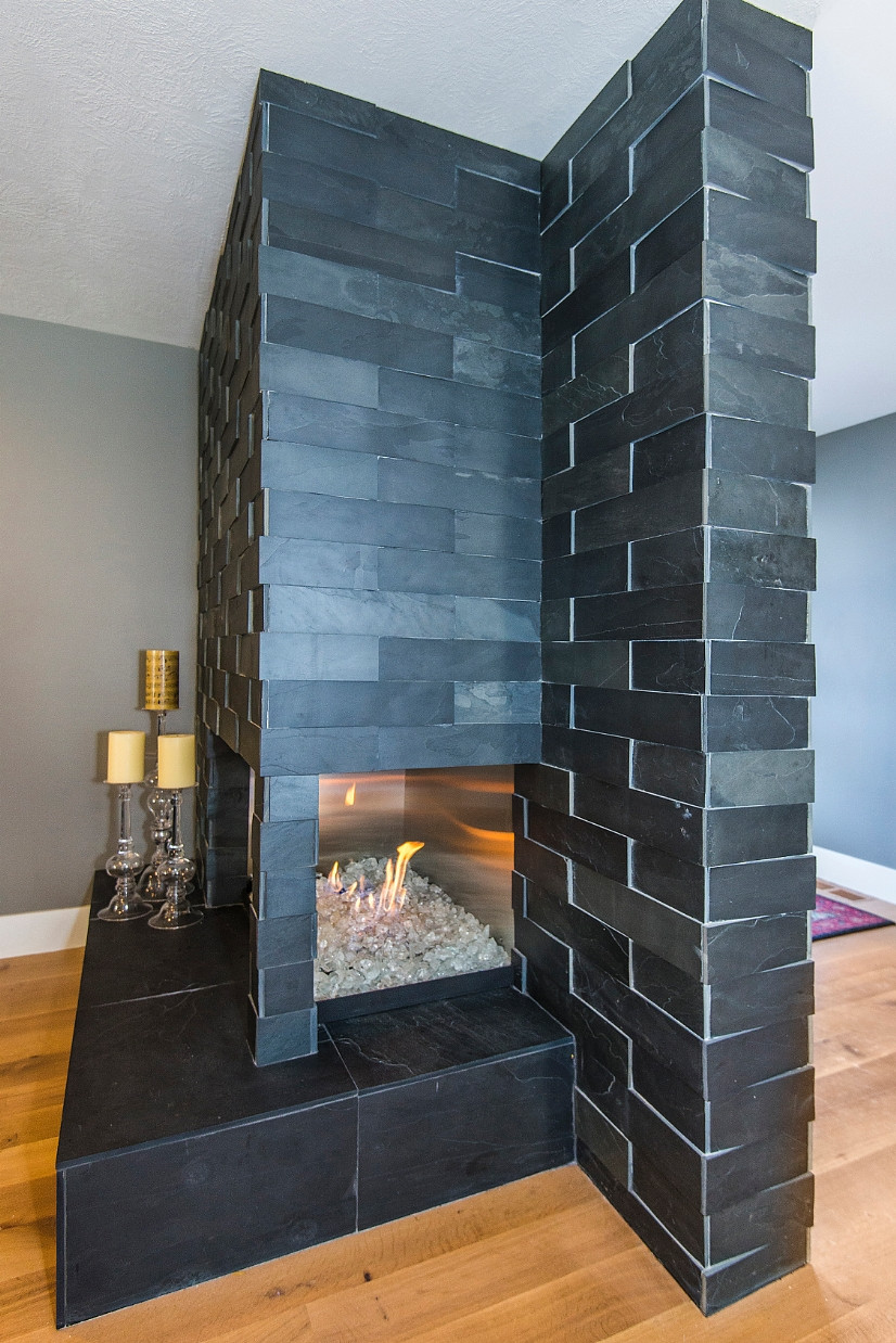 Black Slate Tile Fireplace Black Slate Tile Fireplace