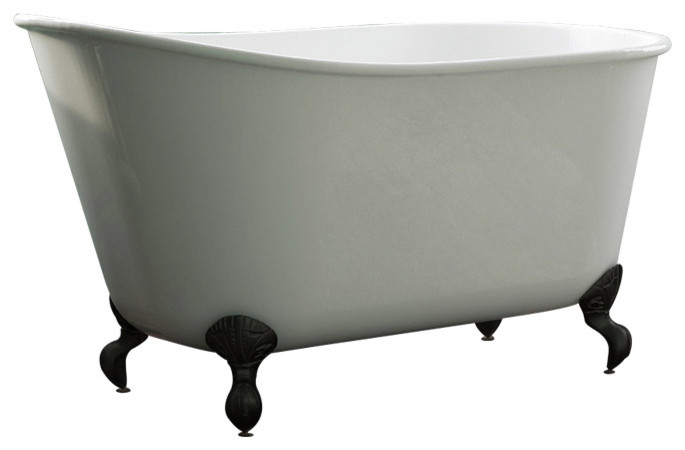 54" Cast Iron Swedish Tub Without Faucet Holes "Gentry", Oil Rubbed Bronze Feet