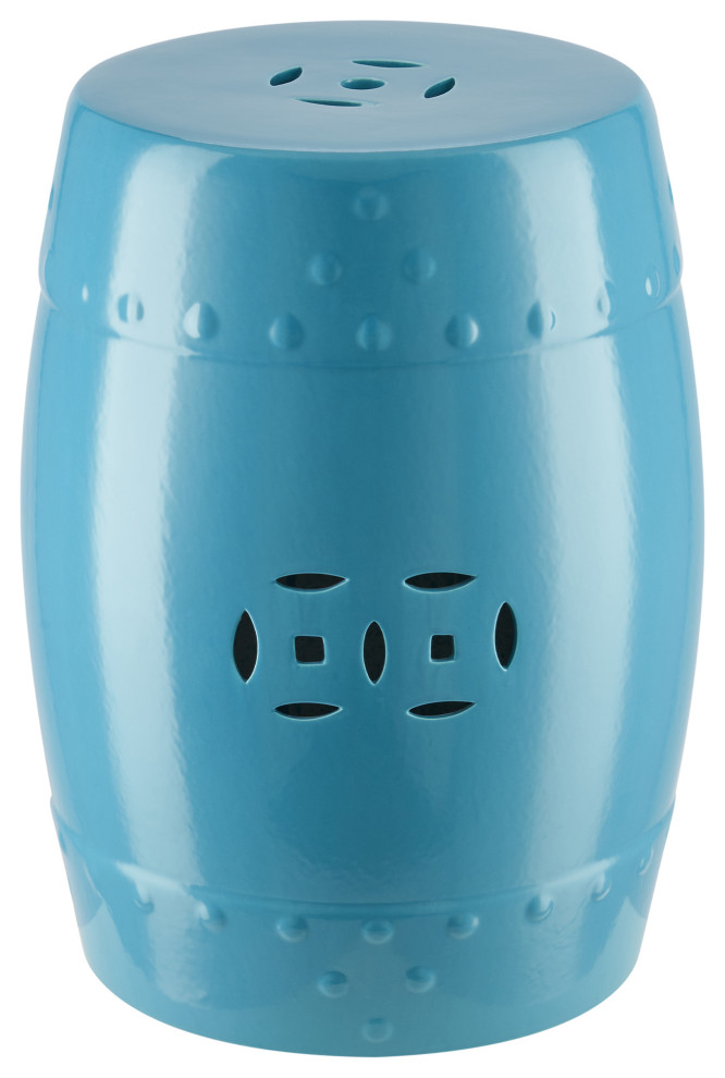 COZ 18" Modern Ceramic Outdoor Garden Stool/Indoor Side Table Asian Accent And Garden