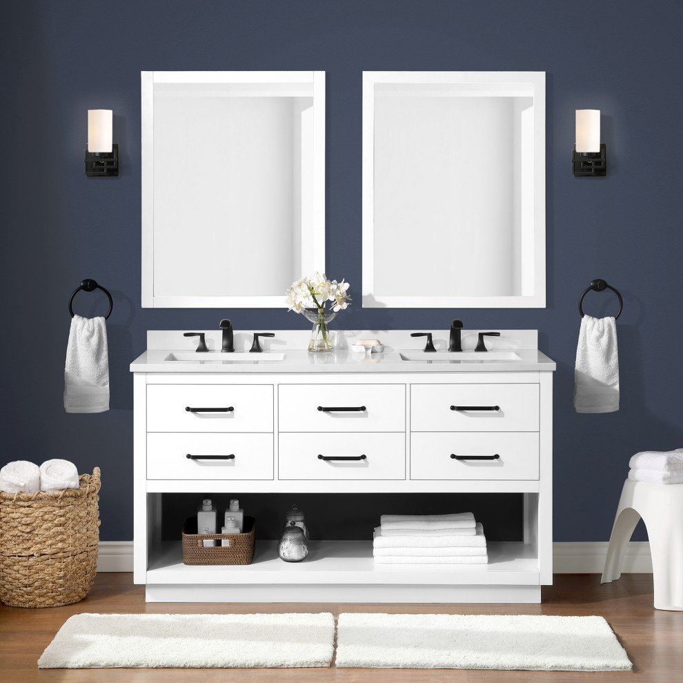 OVE Decors Carran 60" Vanity, Black Hardware Modern Bathroom