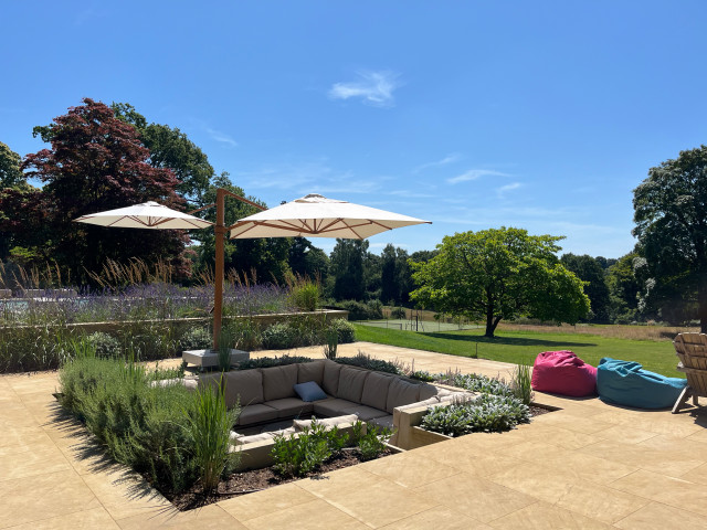 Hampshire Fire Pit/Pool project contemporary-courtyard