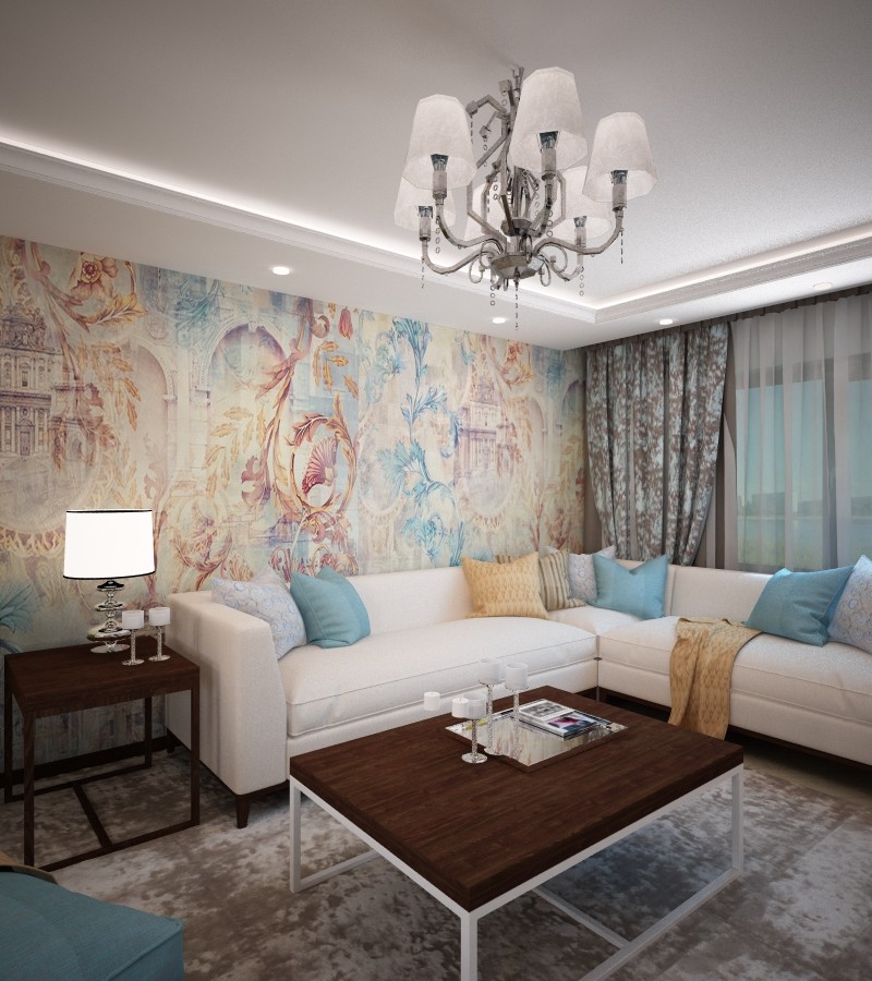 Дизайн интерьера гостиной в коттедже