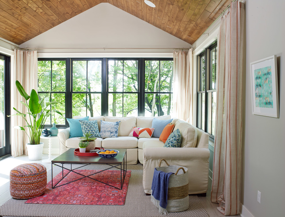 Beach style sunroom in Minneapolis with no fireplace and a standard ceiling.