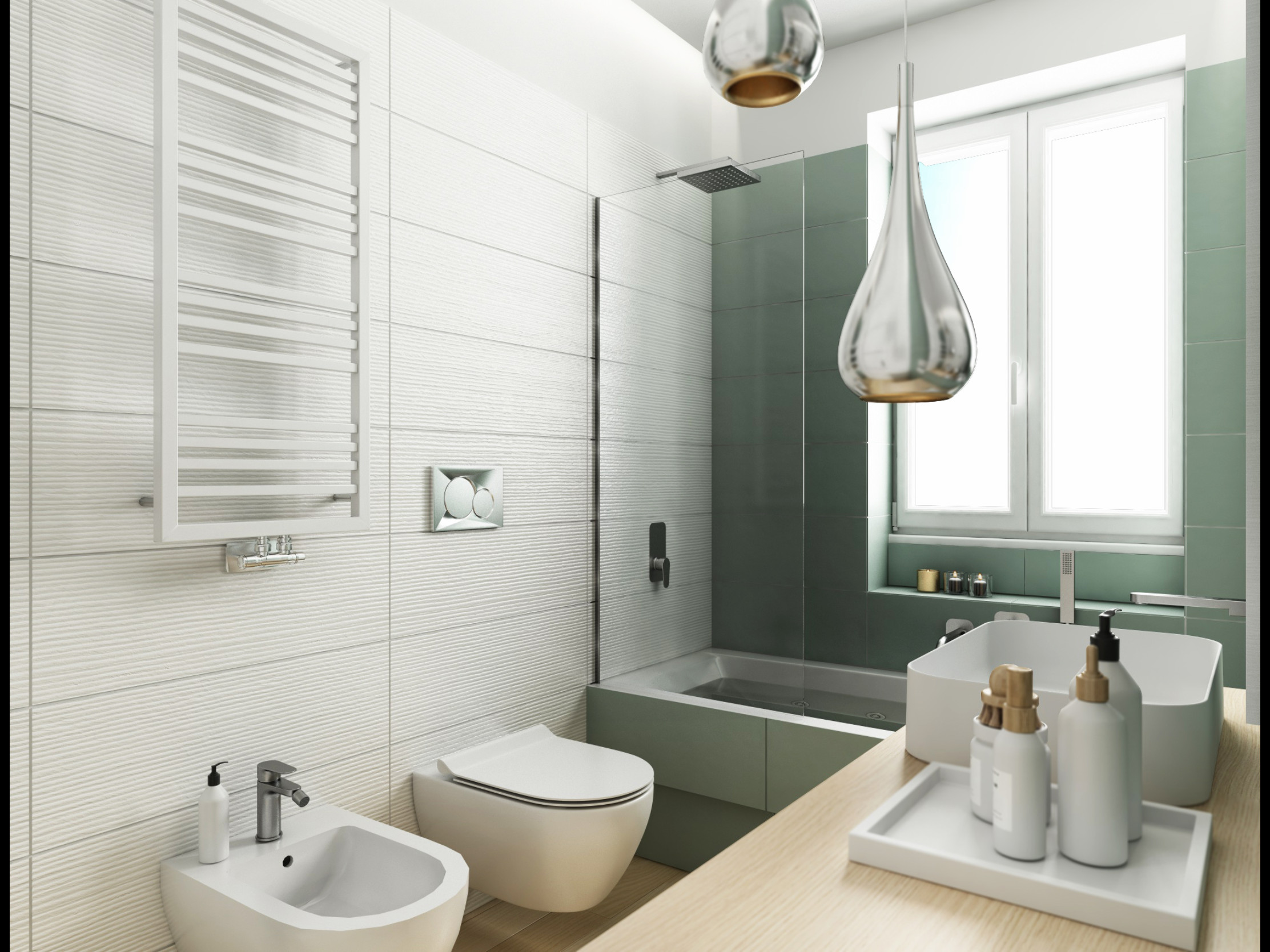 Un bagno con le immagini virtuali del progetto