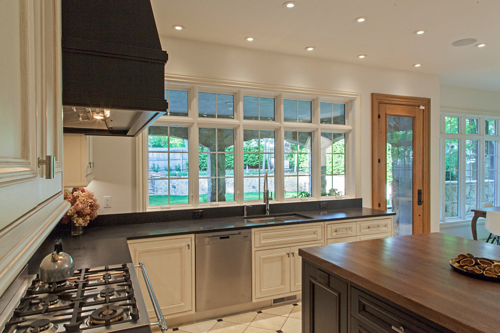 Black and white transitional kitchen Leonia, NJ Transitional