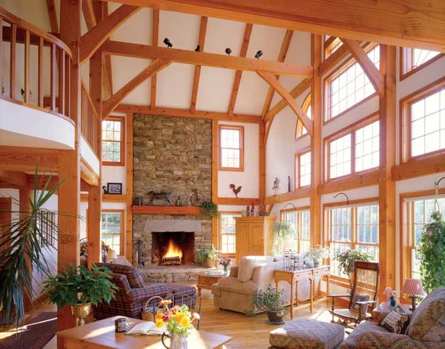 Timber Frame Interiors Rustic Living Room Charlotte