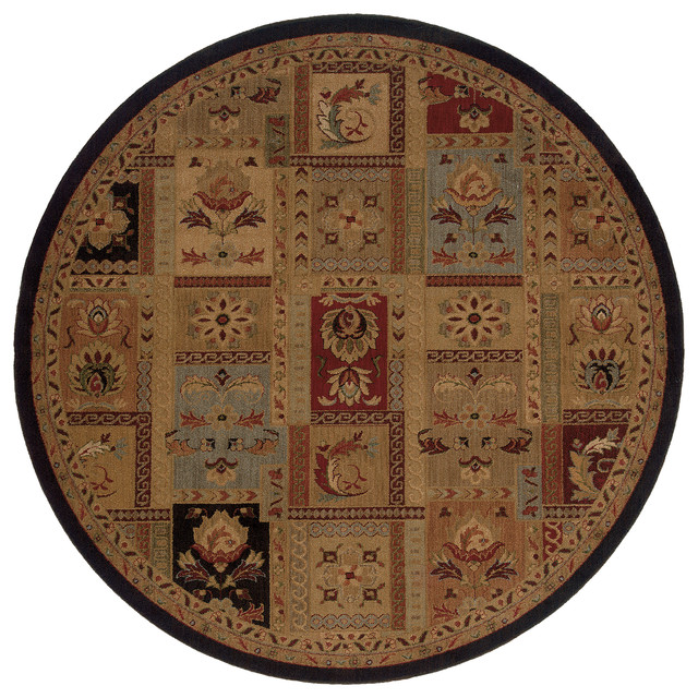 Oriental Weavers Infinity 1137b Beige Green Geometric Area Rug 7 8 Round