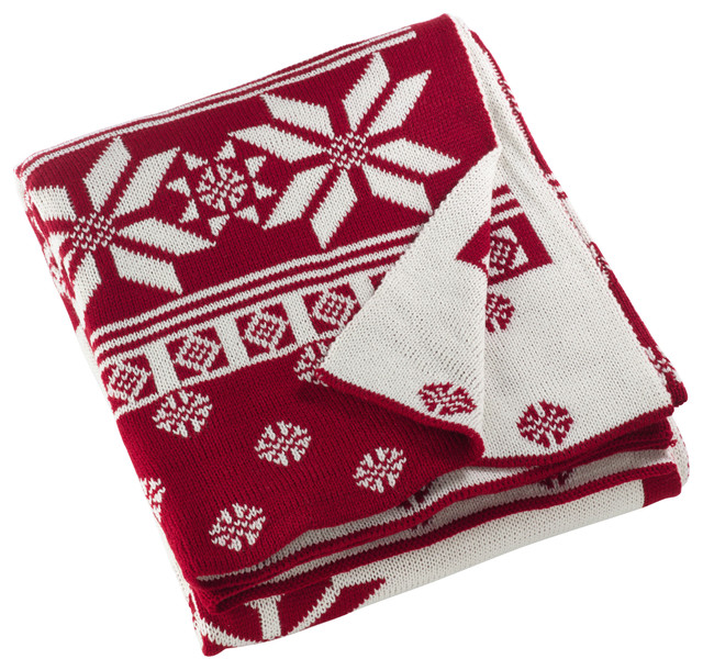 Knitted Christmas Throw Blanket Contemporary Throws by Fennco
