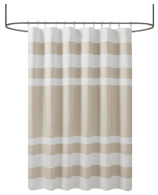 Madison Park Spa Waffle Shower Curtain With 3M Treatment, Taupe