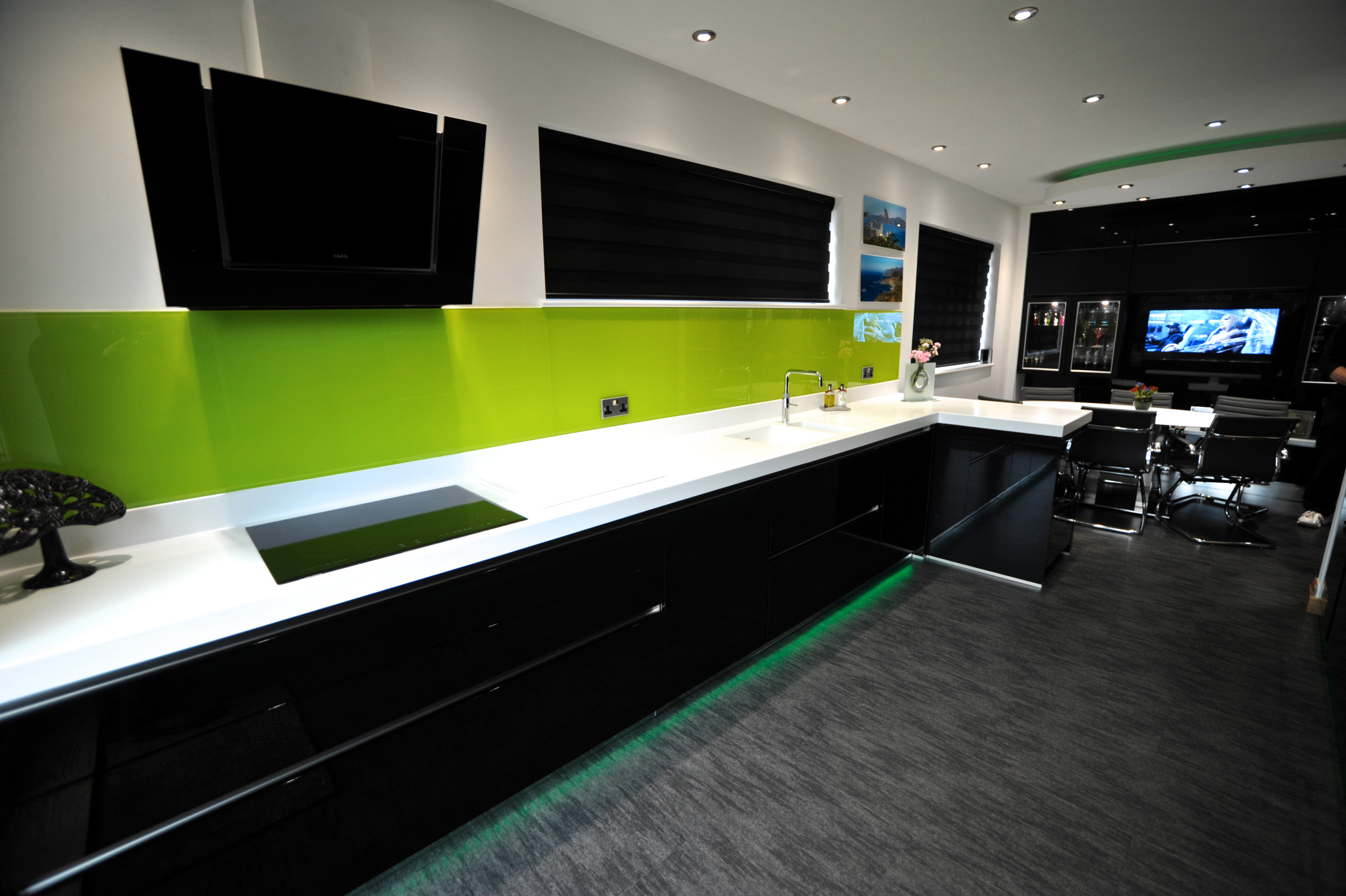 High Gloss Black Handleless Kitchen