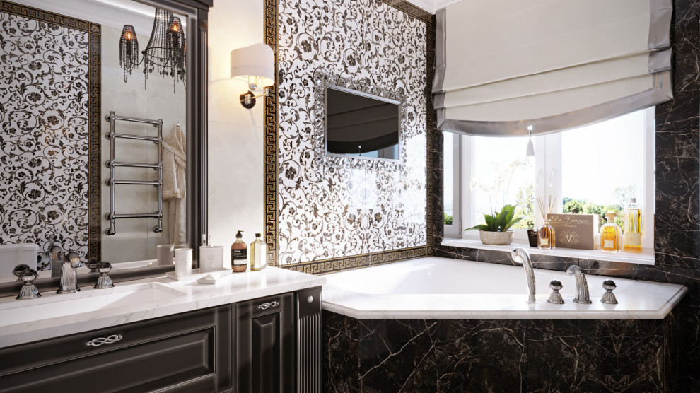 Черно-белая ванная