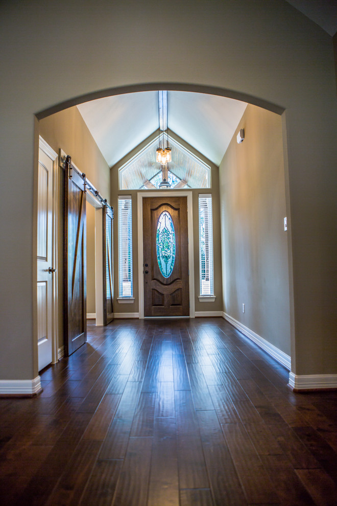 Single front door - rustic single front door idea in Houston