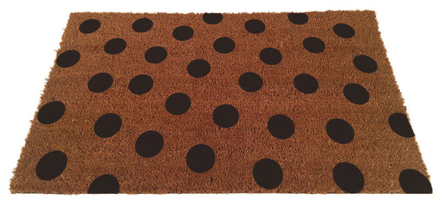 Polka Dot Coir Doormat Black 18 X30