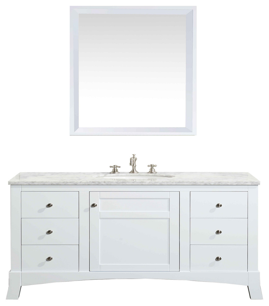 Eviva New York 48" White Bathroom Vanity With White Carrara Top