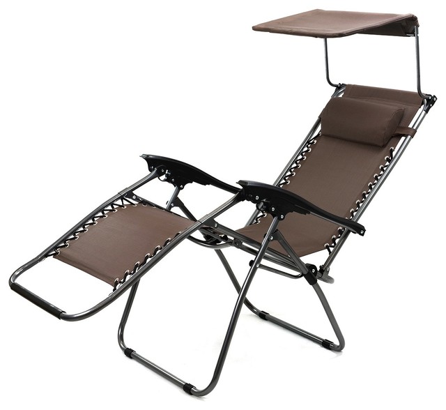 Zero Gravity Lounge Chair Canopy Sun Shade Garden Patio Outdoor W