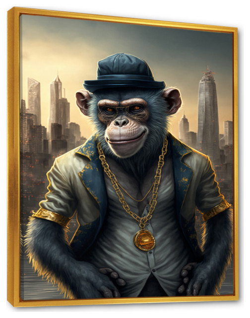 Monkey Gangster In NYC III Framed Canvas, 30x40 - Eclectic - Prints And ...