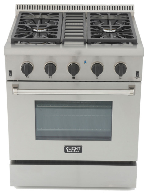 KUCHT Pro Style 30" Stainless Steel Range With Convection Oven, Tuxedo Black, Pr
