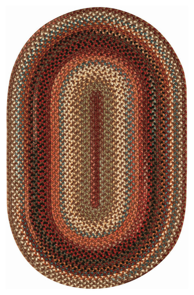 Portland Braided Oval Rug, Brown, 1'8"x2'6"