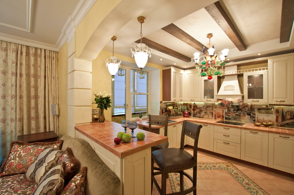 Photo of a mediterranean kitchen in Moscow.
