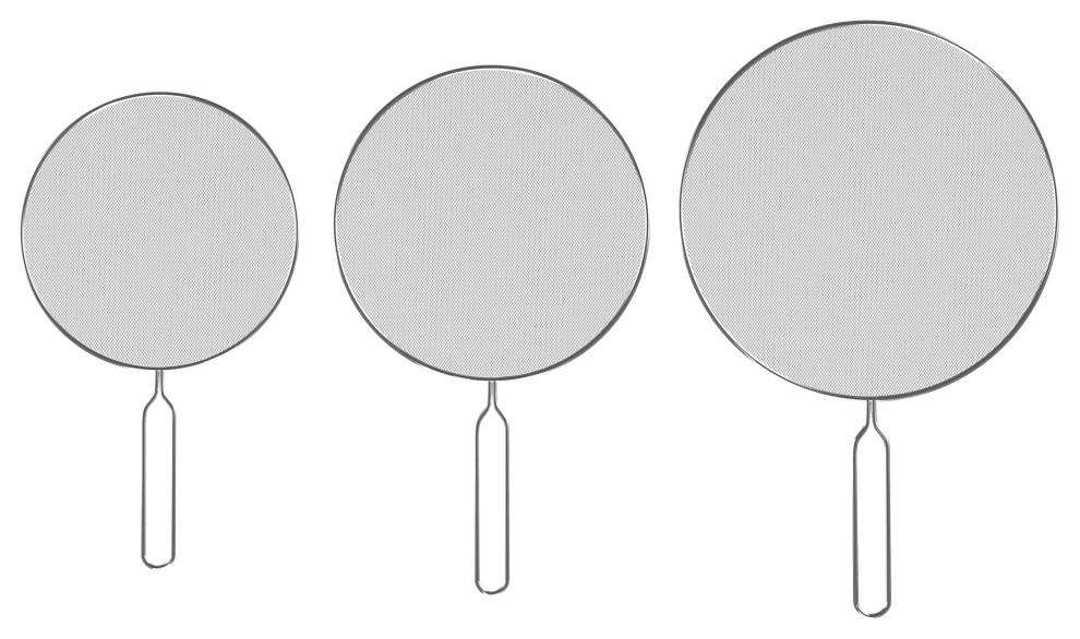 3Piece Splatter Screen Set Fine Mesh StainlessSteel Grease Splatter