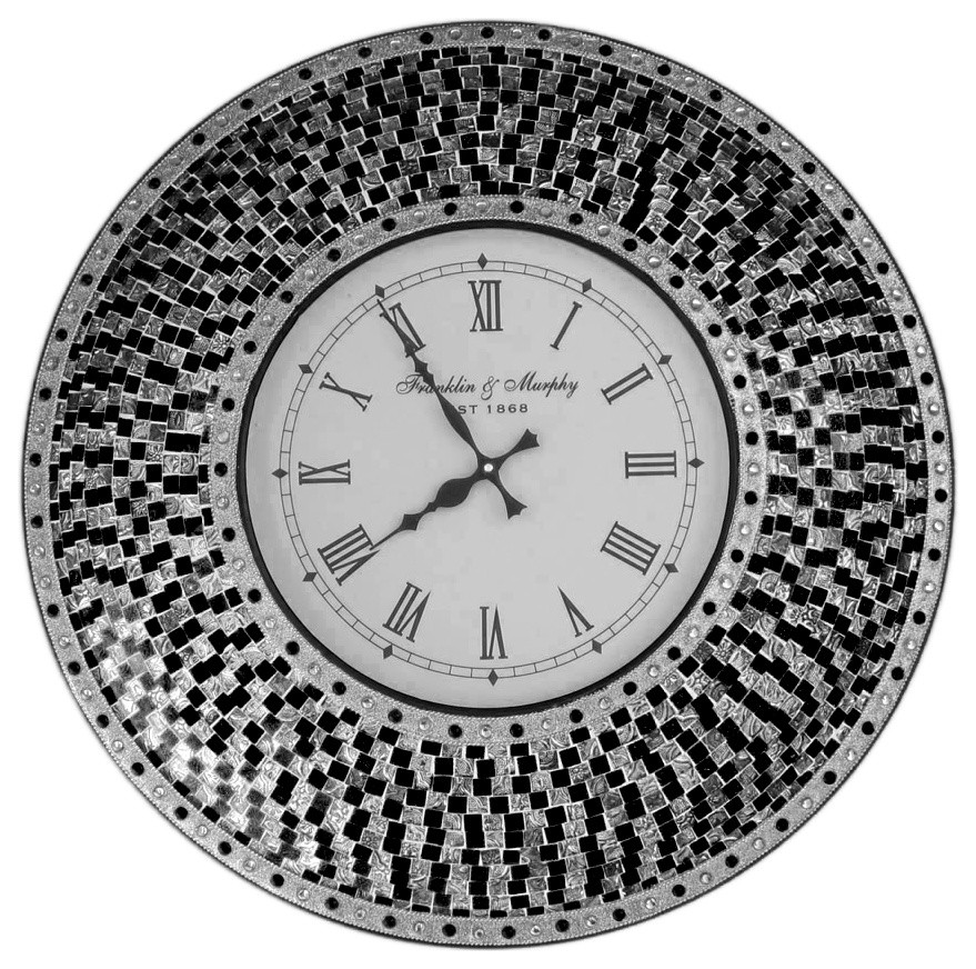 Decorative Mosaic Wall Clock, 22.5" Contemporary Wall Clocks by