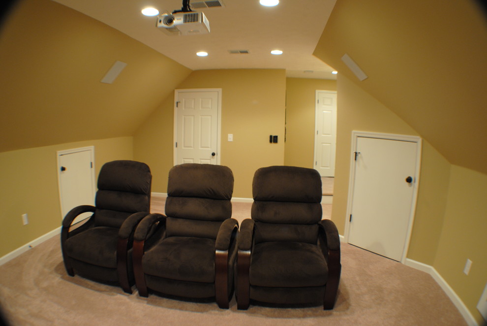 Theater room with dry bar and built ins
