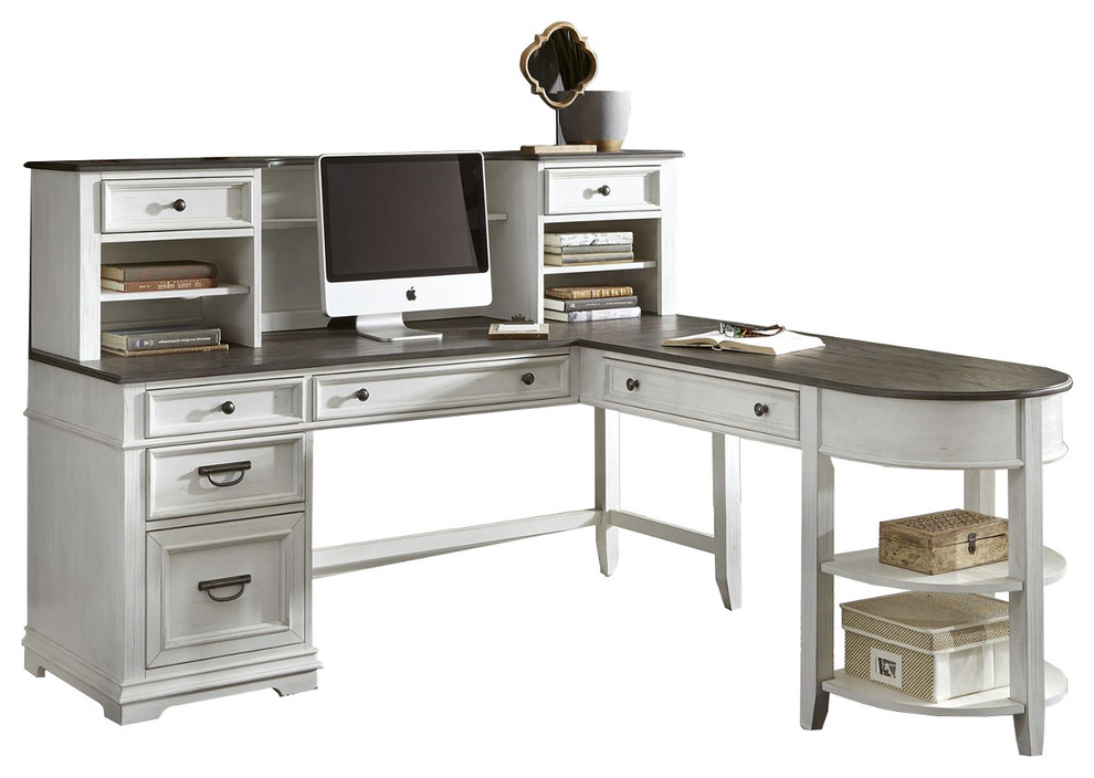 Featured image of post Grey L Shaped Desk With Drawers : The desktop includes three drawers, while the included lower hutch has four drawers, meaning you can stash all your office supplies and important documents out of sight.