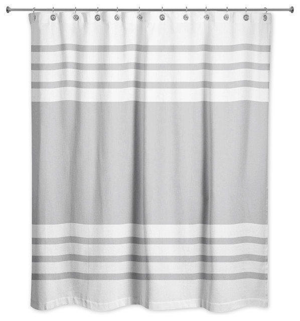 grey and white shower curtain