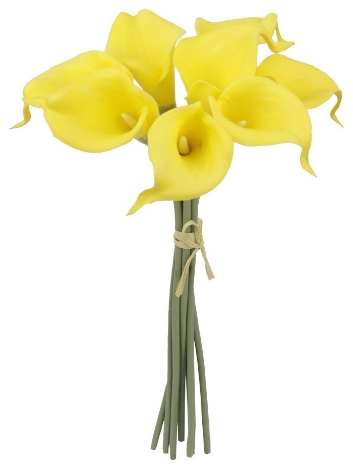 Real Touch Calla Lilies, Set of 10, Yellow