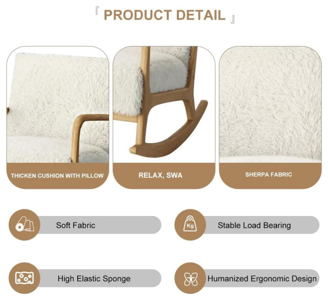 Modern Rocking Chair, Hardwood Frame With Comfortable Sherpa Seat ...