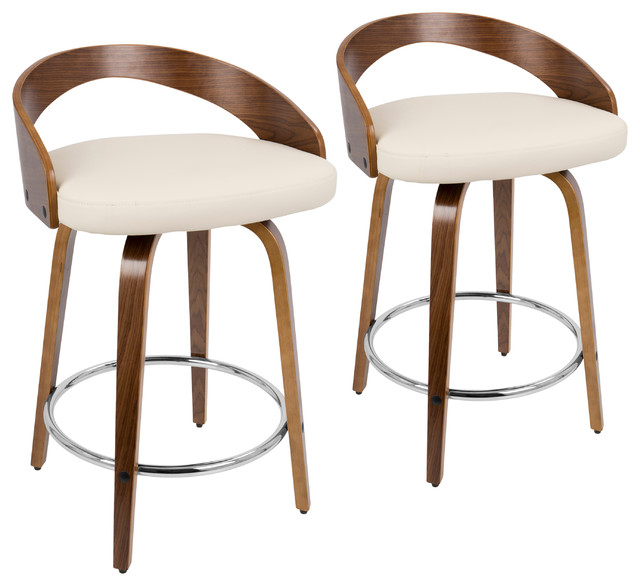 Grotto Counter Stools With Swivels, Set of 2 Midcentury Bar Stools