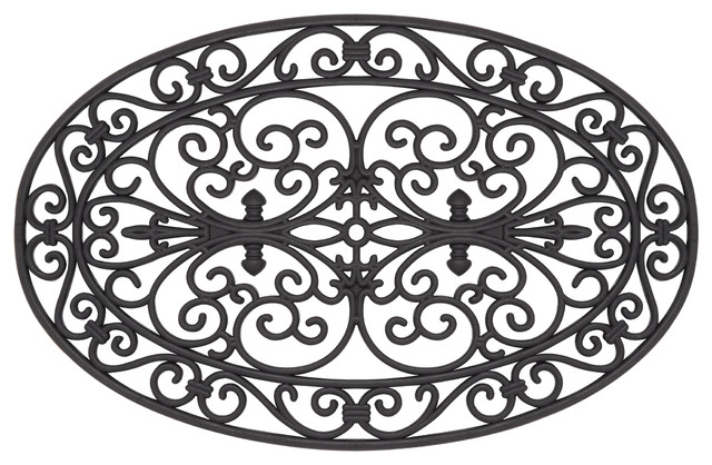 Oval Scroll Wrought Iron Rubber Doormat