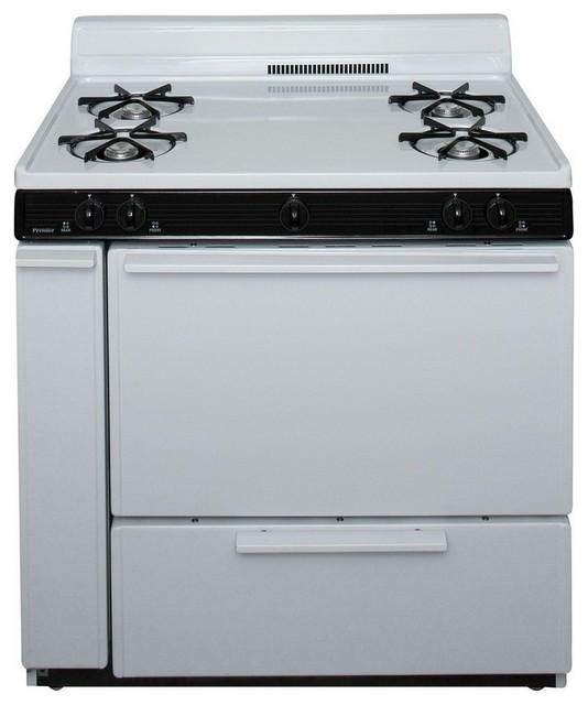 ADA Compliant White 36" Electronic Spark Gas Range Contemporary Gas
