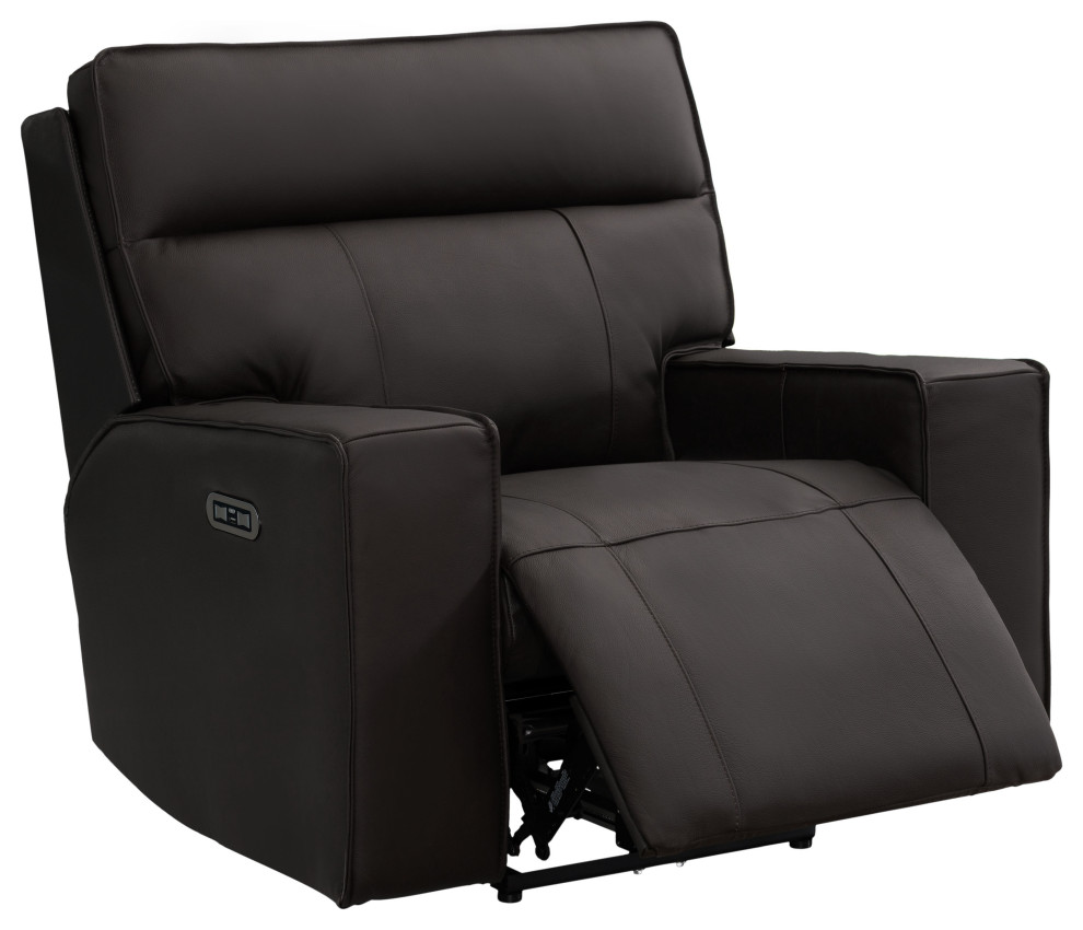 Logan Leather Power Recliner With Power Headrest, Brown